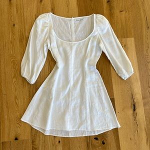 Women’s White Reformation Mini Long Sleeve Linen Dress